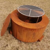 Buy cheap Large Outdoor Heater Round Corten Steel Outdoor Fire Table With T Shape Legs product
