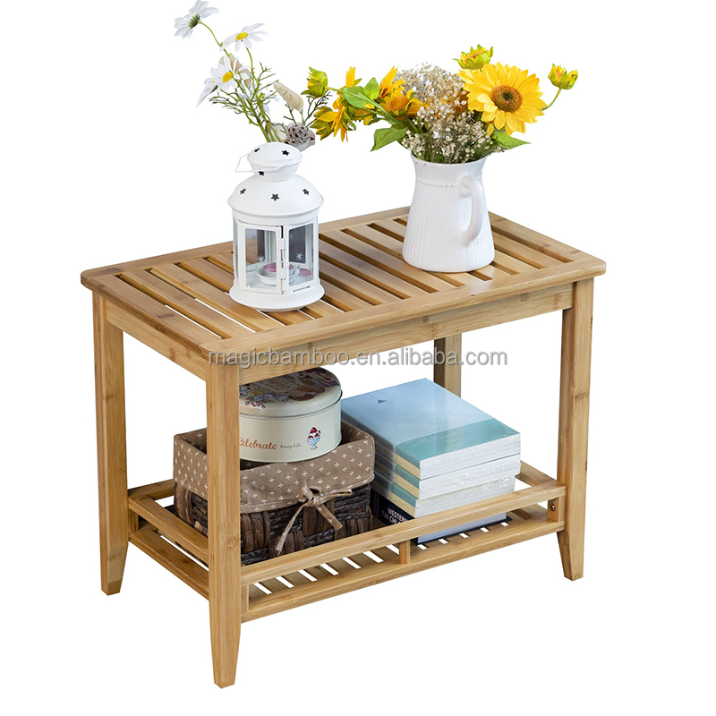 Transform Your Shower Experience with this Bamboo Shower Bench Stool and Storage Shelf