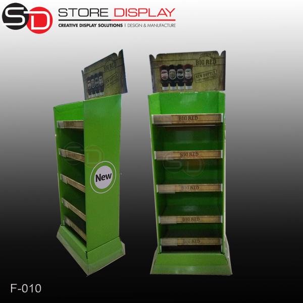 Buy cheap custom FMCG food&beverage 4 tiers floor display stand from wholesalers