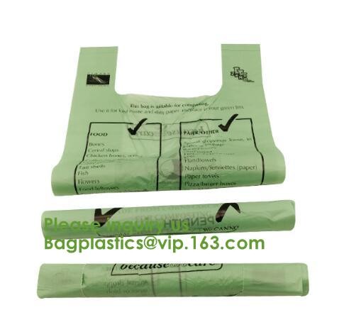100% Eco-friendly Material Certified PLA Compostable Bag,Corn Starch T Shirt Bag Meet EN13432 BPI Biodegradable And Comp
