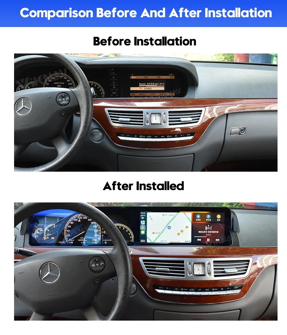 12.3 Inch Car radio For 2005-2013 Mercedes Benz S-Class W221 Navigation GPS Multimedia Player Wireless Carplay 4G