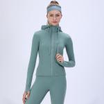 Autumn/Winter Hooded Jacket Top Yoga Coat Long Sleeved Slim Fit Sports Fitness