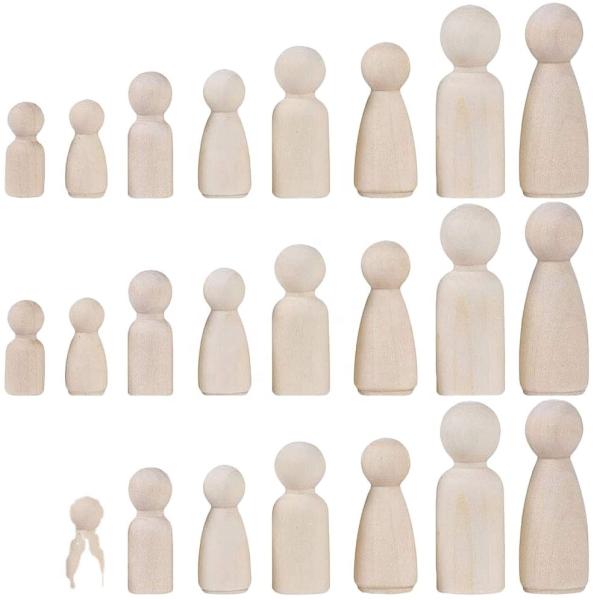Wooden Peg Doll Decorative Unfinished Wooden People Bodies Family Craft People