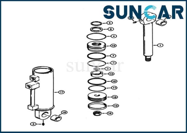 Buy cheap S300163 Loader Auxiliary Cylinder Repair Oil Seal Kit Fits 621, 721 Case Wheel Loader from wholesalers