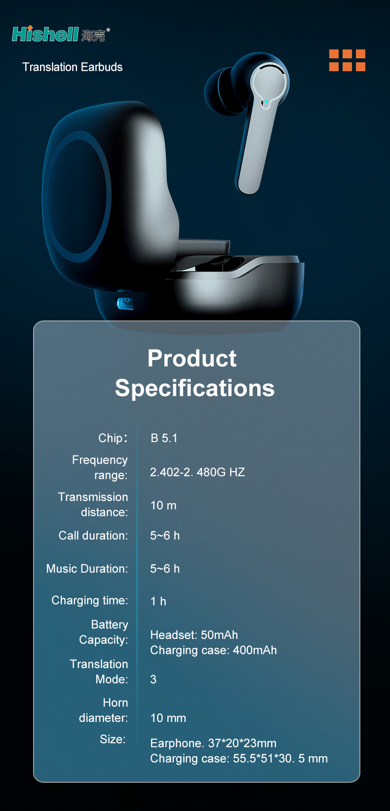 ENC TWS Wireless Real Time Translation 144 Langusges Translator Earbuds H003