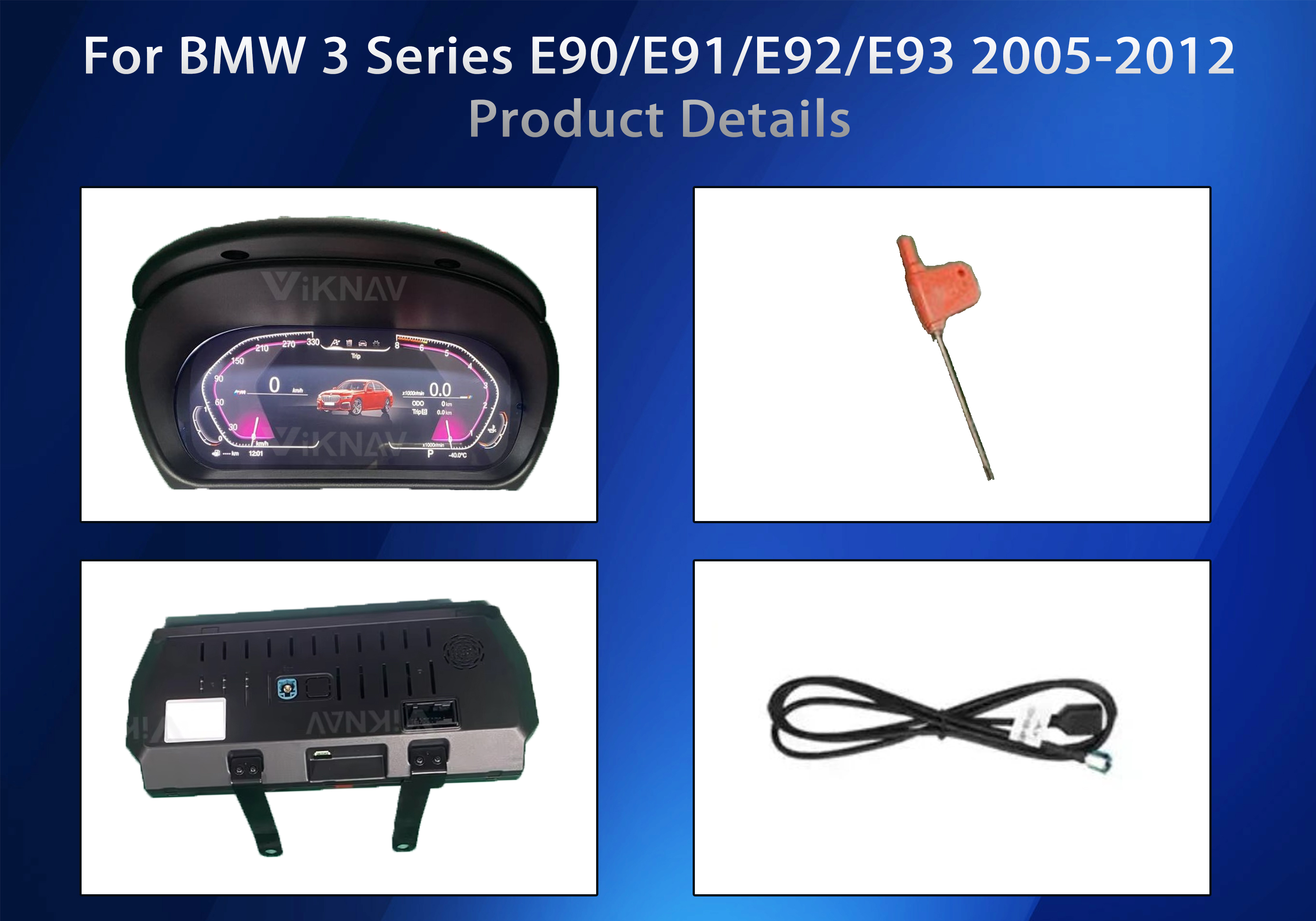 VIKNAV 11" Digital Instrument Cluster for BMW 3 Series E90/E91/E92/E93 2005-2012