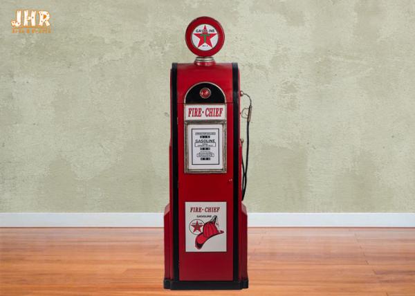 Buy cheap Gas Pump Storage Rack Antique Decorative Wood Storage Cabinets Red Color MDF Floor Rack from wholesalers
