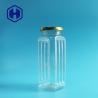 Buy cheap Transparent PET Plastic Jar Dog Treat Food Packaging Square Tinplate Metal Lid from wholesalers