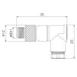 M8 Thread TPU PA66 Elbow Assembly Connector 90 Degrees D Code ROHS 4 Pin