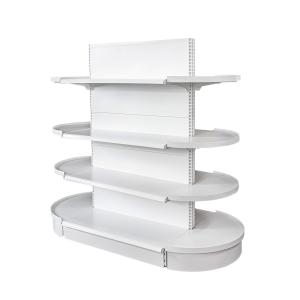China Factory Customized Size Thickness Color Double-sided Half Circle Round Gondola Display Shelf Round Gondola Shelf Exhibit Shelf on sale