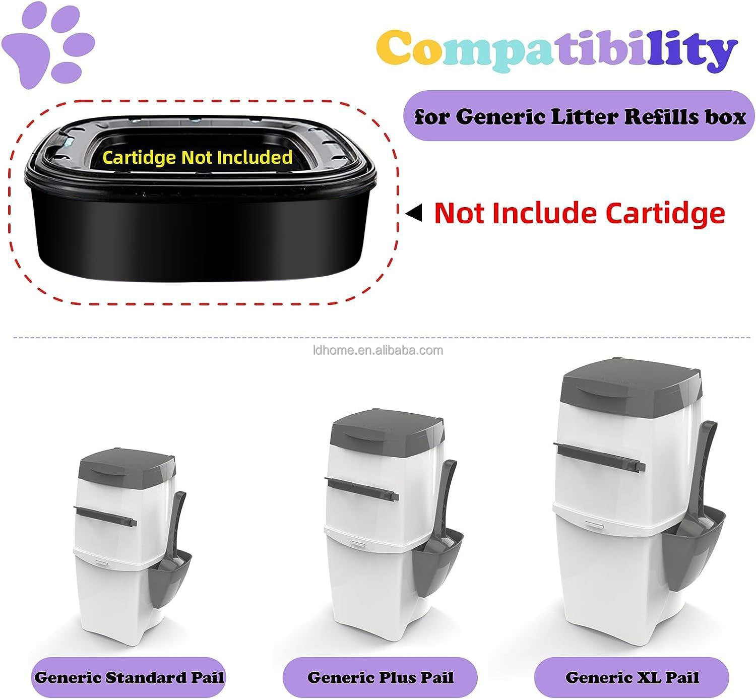 Purple Cat Litter Refill Bags 7.5m Litter Genie Refill Bags Cat Litter Refills Fits with Litter Genie and Pet Genie Pail