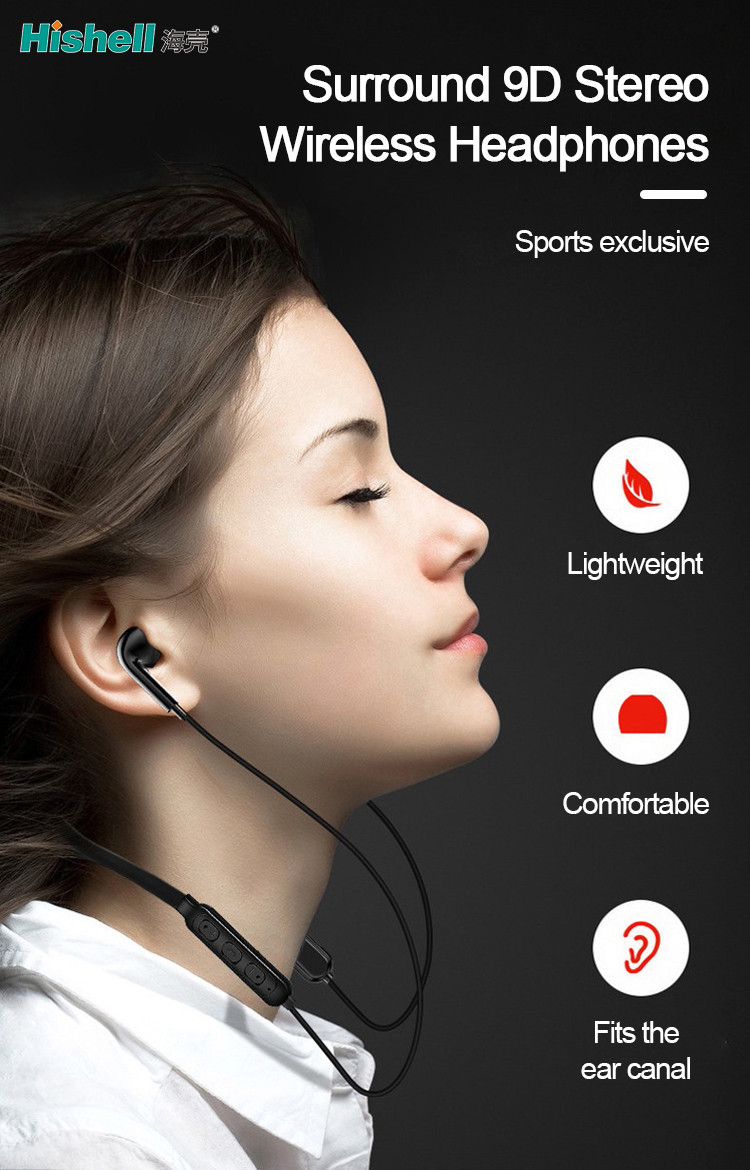 U Shaped IPX5 Wireless Neckband Headphones , Liquid Silicone HiFi Wireless Earbuds