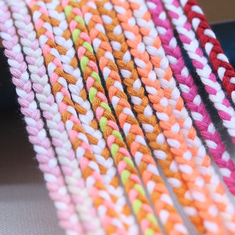 Garment 3 Strand Macrame Cord Orange White 5mm 3 Strand Cotton Rope