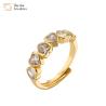 Buy cheap 18k Gold Plated Heart Diamond Rings Adjustable Open Sweet Love Zircon from wholesalers