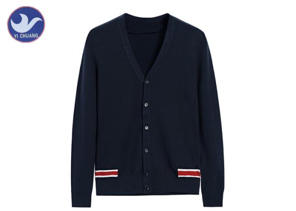 Buy cheap Bottom Stripes Mens Knit Cardigan Sweater V Neck Buttons Up Apparel from wholesalers
