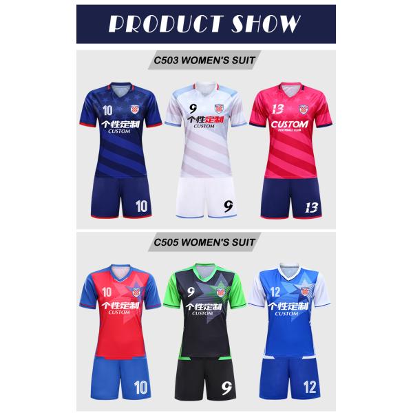 Women's soccer wear Sports suit Customized logo girls short sleeve primary and middle school students match training team jersey