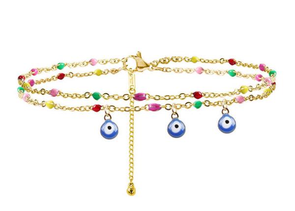 Buy cheap Stainless steel anklet Women's Beach Demon Eye Activity Pendant independently packaged seven-color women's foot ornament from wholesalers