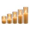 Buy cheap 3D Real Flame Home Decoration Pillar Remote Control Golden Glass LED Candles from wholesalers
