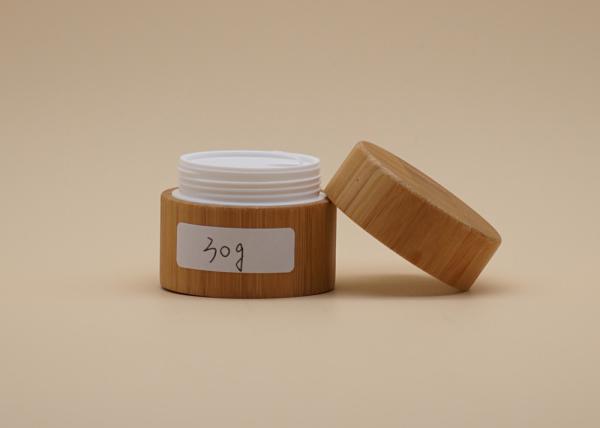 Buy cheap Round Shape Bamboo Cosmetic Containers Plastic Inner Volume 15g 30g from wholesalers
