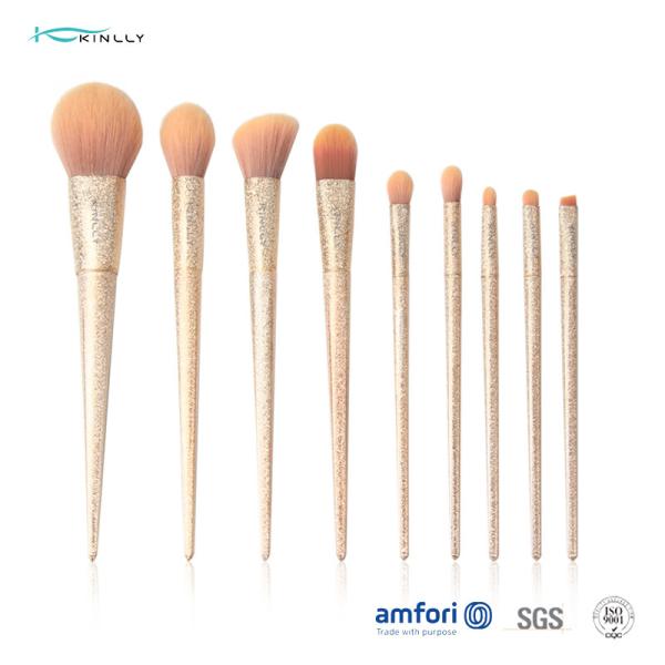 Buy cheap Gold Synthetic Hair Makeup Brushes Travel Kit With Plastic Handle from wholesalers