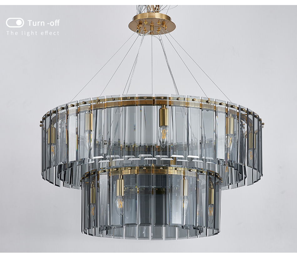 Living room home decor double layer led luxury crystal round chandelier lighting(WH-CY-228)