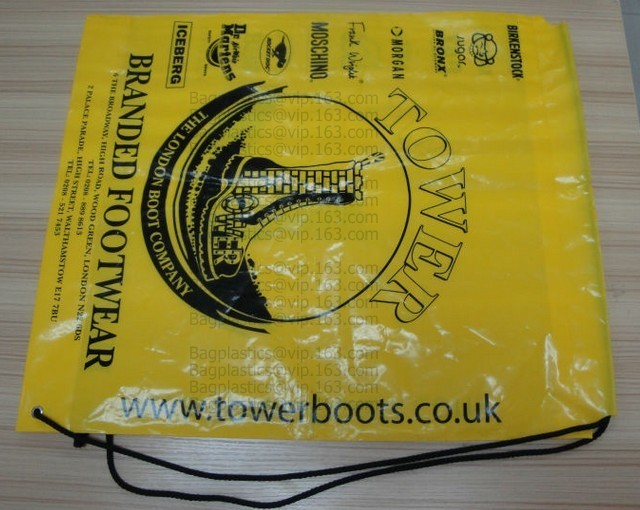 Custom Printed Stand Up Block BottomSoft Loop Handle Plastic Carrier Shopping Bag，Plastic Soft Loop Handle Bag for Shopp