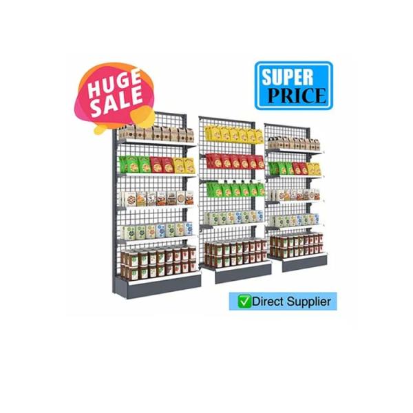 Buy cheap Grid Mesh Back Gondola Shelving Heavy Duty Supermarket Rack Single Sided from wholesalers