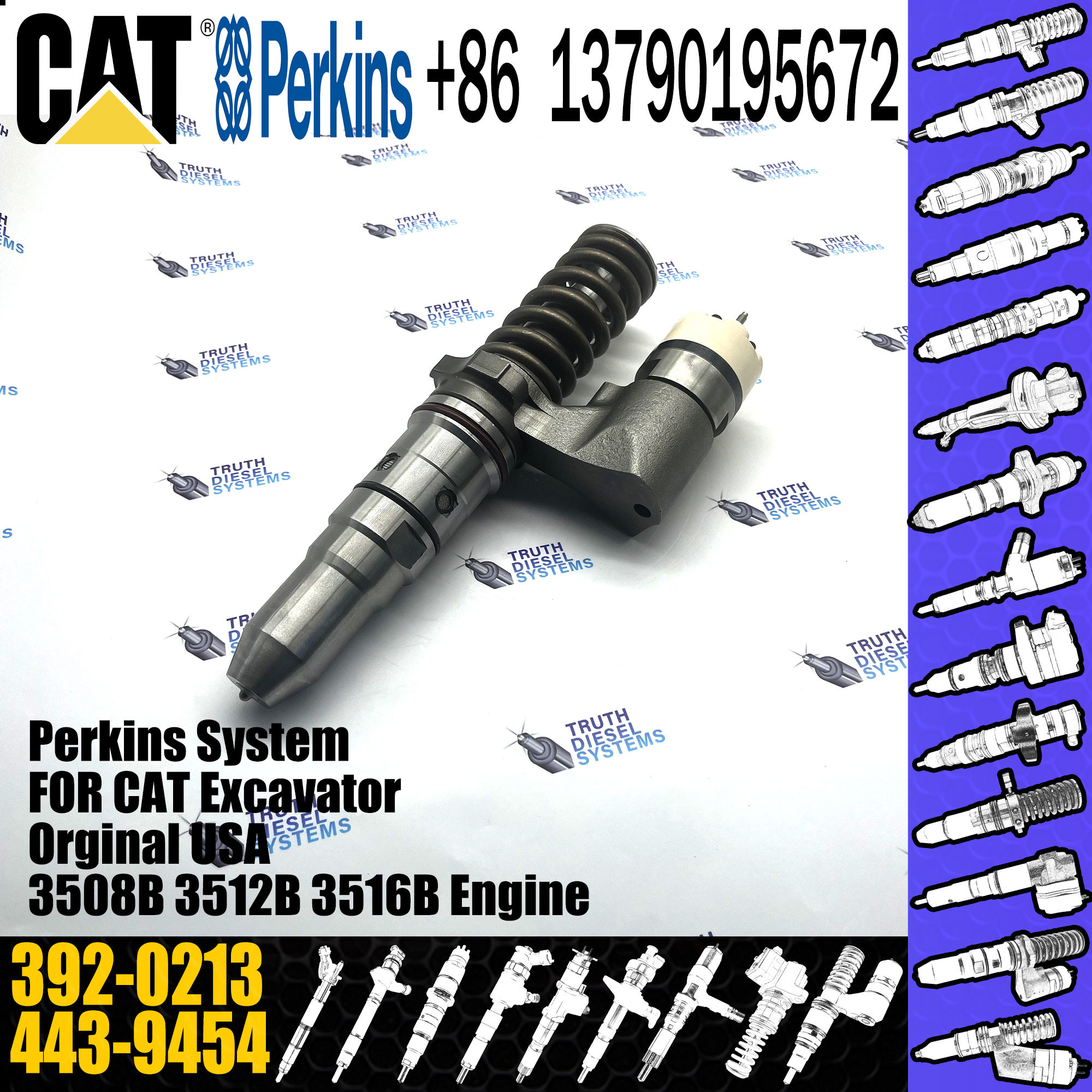 Cat mechanical parts 797 797B highway truck 3524B engine fuel injector 20r5566 20r0850 443-9454 392-0213