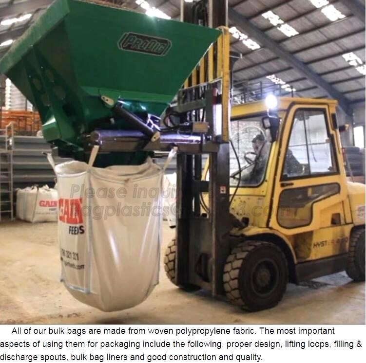 100% New Virgin Polypropylene PP Woven Big Bulk Bag Jumbo Bag FIBC For Packing Sand 1 Ton 1.5 Ton 2 Ton Made In package