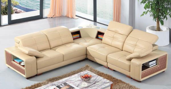Buy cheap luxury living room genuine leather sectional corner sofa with storage L type home sofa from wholesalers