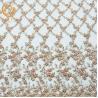 Buy cheap Sequined Unique Lace Fabric 135cm Width 3D Embroidery For Wedding Gown from wholesalers