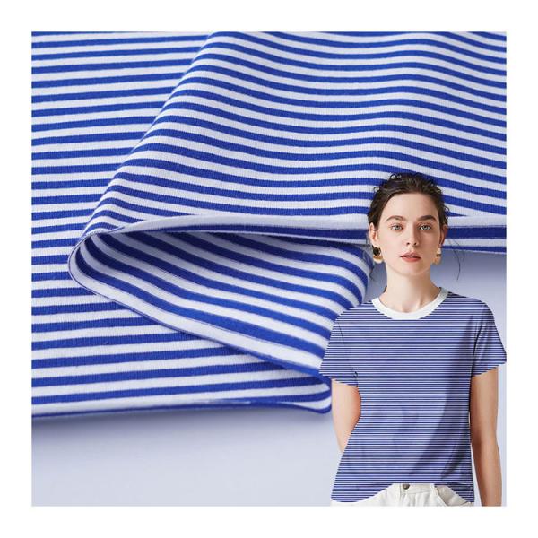 Buy cheap Striped Cotton T Shirt Fabric Yarn Dyed Moisture Absorption Material 170gsm 40S from wholesalers