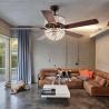 Buy cheap Bedroom AC110V 4100K Flush Mount Crystal Chandelier Ceiling Fan Remote Control from wholesalers