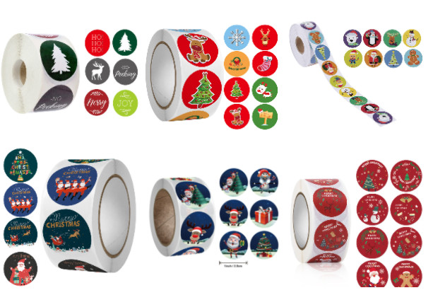 Christmas 2 Inch Round Sticky Labels On A Roll 1000pcs CMYK Color