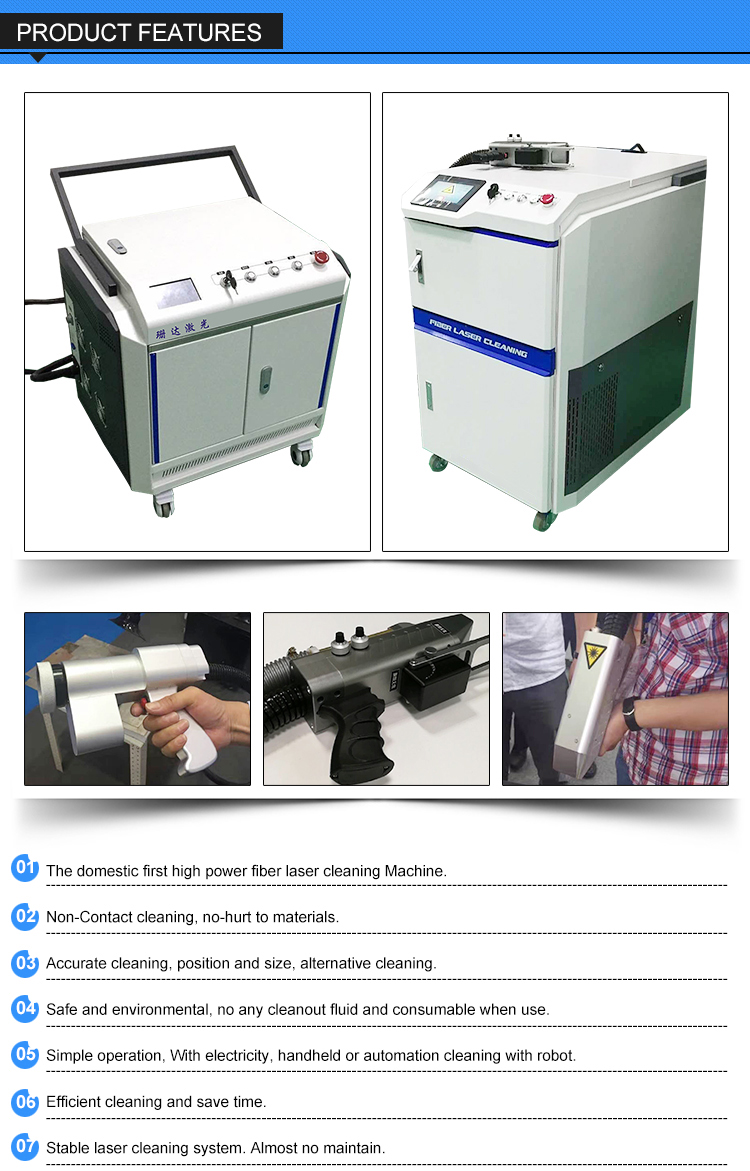 Continuous Fiber Laser Cleaner 1000w 1500w 2000w 3000W Laser Cleaning Machine For Metal