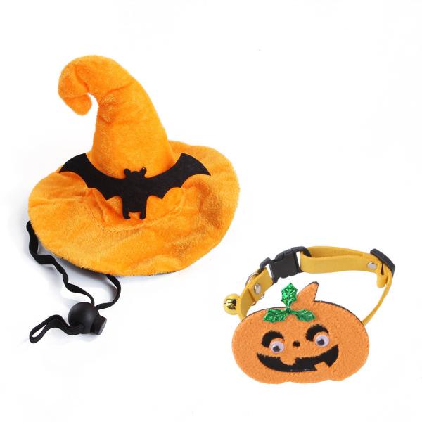 Buy cheap Pet Halloween Accessories Set ABS Dog Bat Hat Pumpkin Cat Collar from wholesalers
