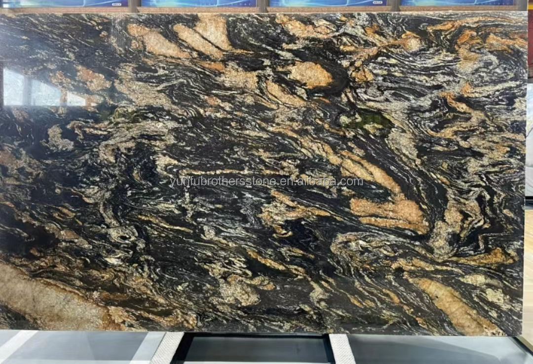 Polished Natural Stone Cosmic Gold Granite for Coffee Table and Countertops Modern Look
