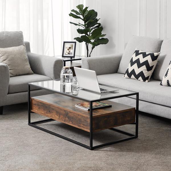 Buy cheap Glass Top Coffee Table With Drawer, Industrial Design Coffee Table, Coffee Table Furniture, LCT31BX from wholesalers