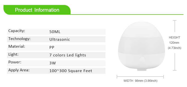 Personal Cute 7 Color LEDlight 50ml Electronic Aroma Diffuser