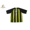 Buy cheap Uniform Jersey V Neck Black And Yellow Striped T Shirt Polyester / Spandex from wholesalers