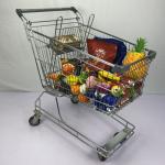 Australian Type Supermarket Shopping Trolley 125L Grocery Trolley Cart With PU
