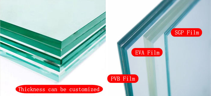 8mm Black Laminated Glass PVB Sound Insulation Tempered Laminated Glass