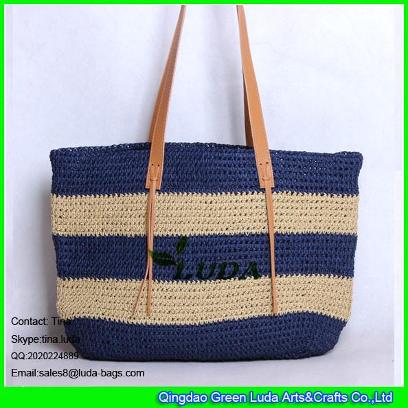 Buy cheap LUDA women summer fresh paper straw bucket bag striped crochet beach tote bag from wholesalers