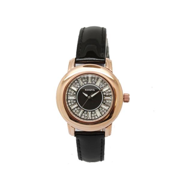 Buy cheap Black Stainless Steel Leather Quartz Watch Jewerly Luxury For Ladies from wholesalers