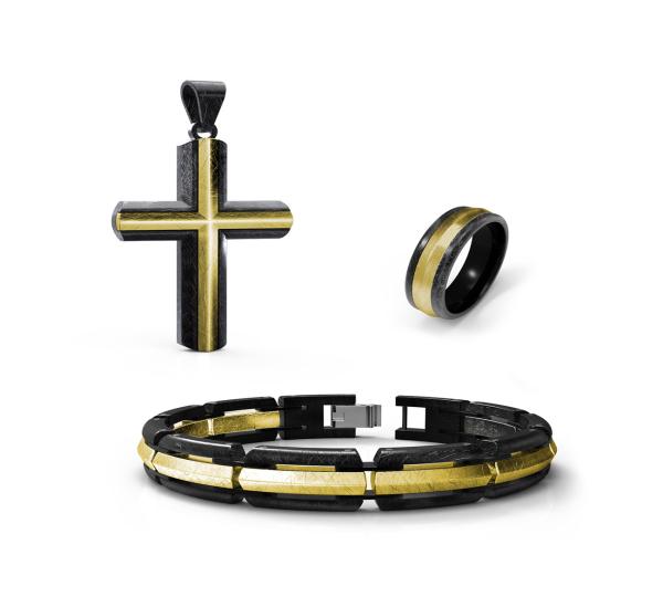 Buy cheap Luxury Stainless Steel Jewelry Set For Men Religion Cross Necklace Bracelet Ring Set from wholesalers
