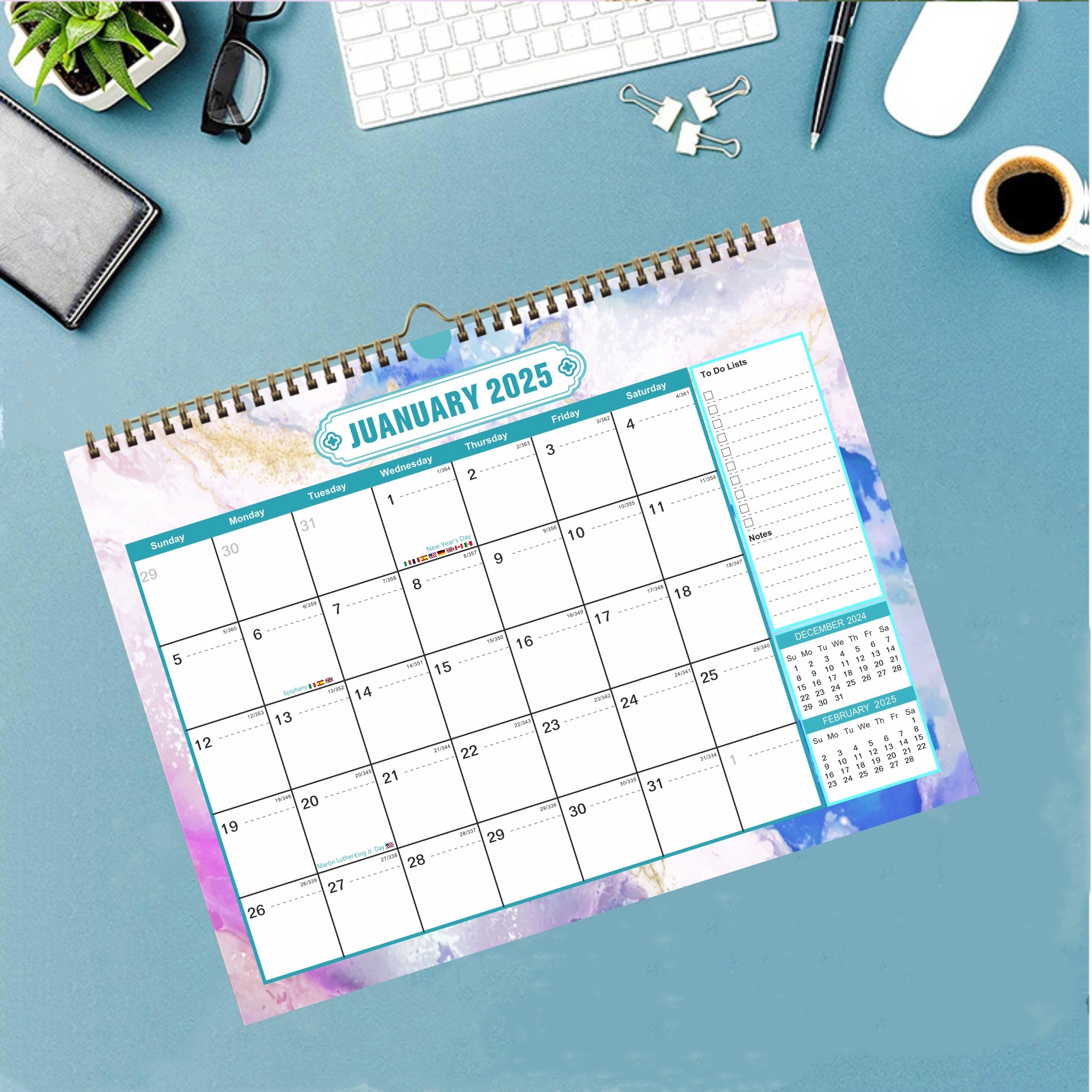 12 X 12 Inches Custom Wall Calendar Personalize Your Year with Holiday / Seasonal Theme and Add Personal Dates