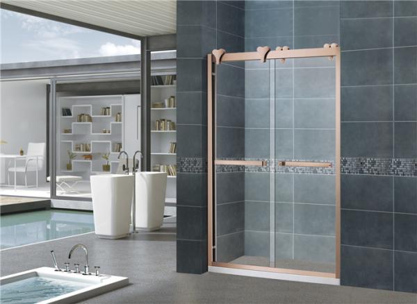 Rose Gold 10MM Tempered Nano Sliding Glass Shower Screens With Big Hanging