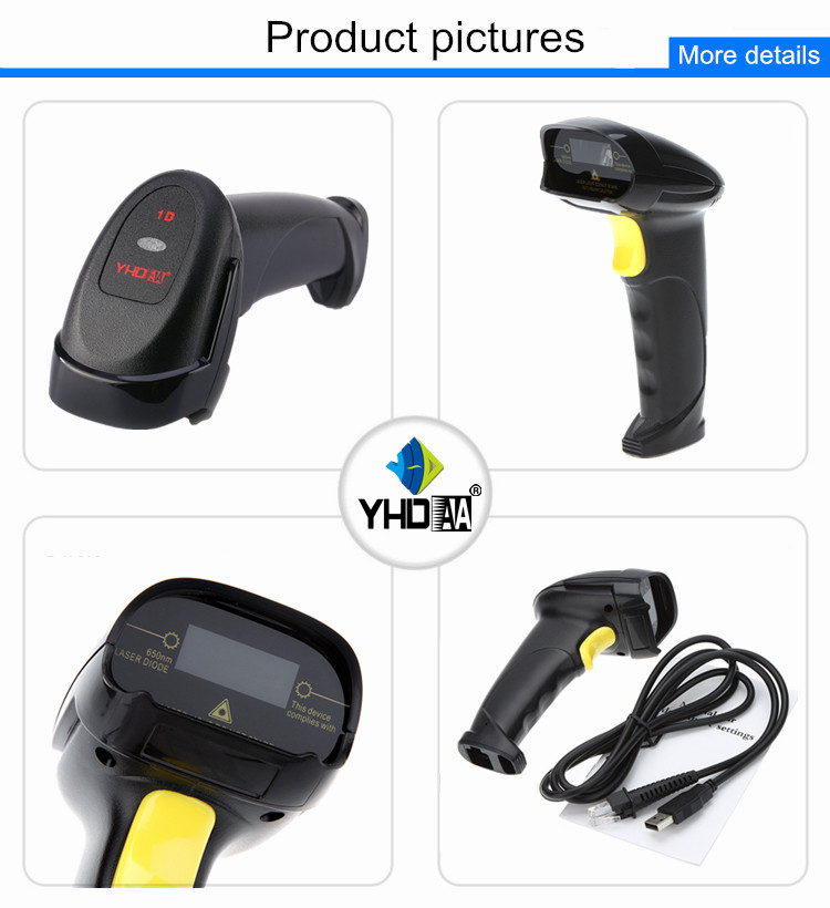 YHDAA 1D Portable Barcode Scanner Plug And Play For Library Warehouse Supermarket