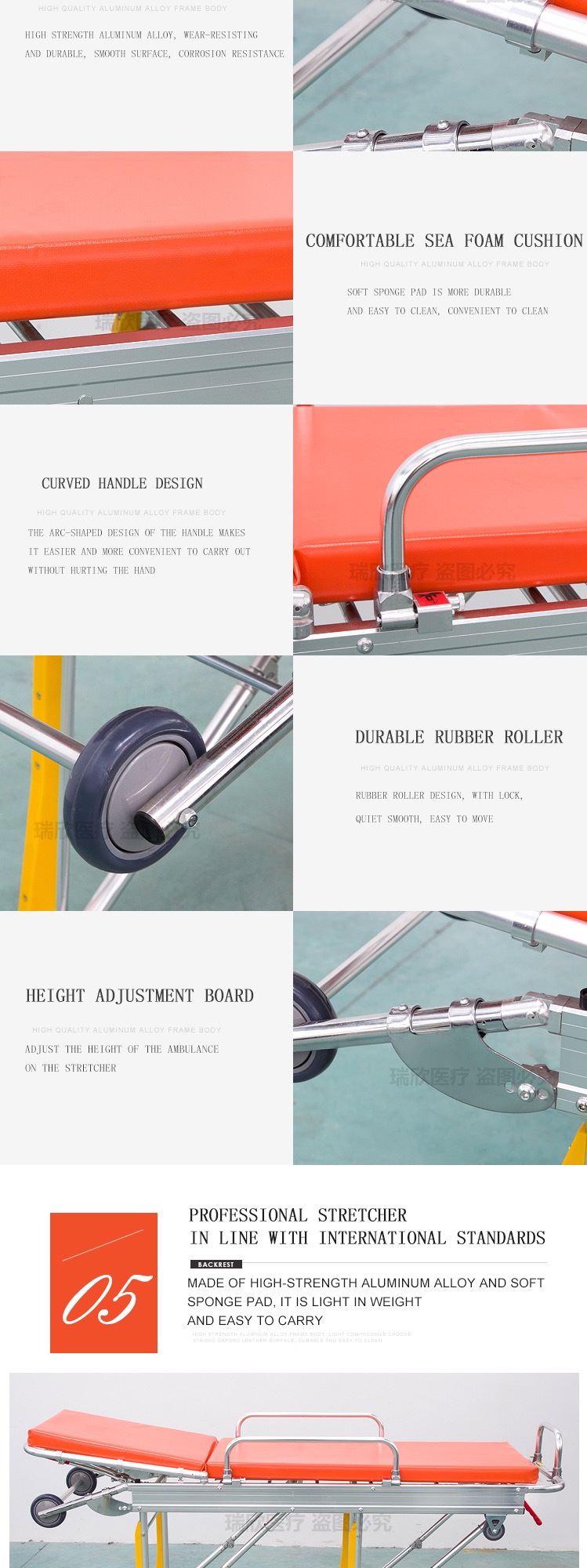 ISO Hydraulic Ambulance Stretcher For Patient Transporting