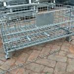 Customized Industrial Wire Mesh Containers Stackable Galvanized Steel Foldable